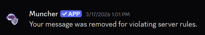 AI moderation removing a rule-violating message